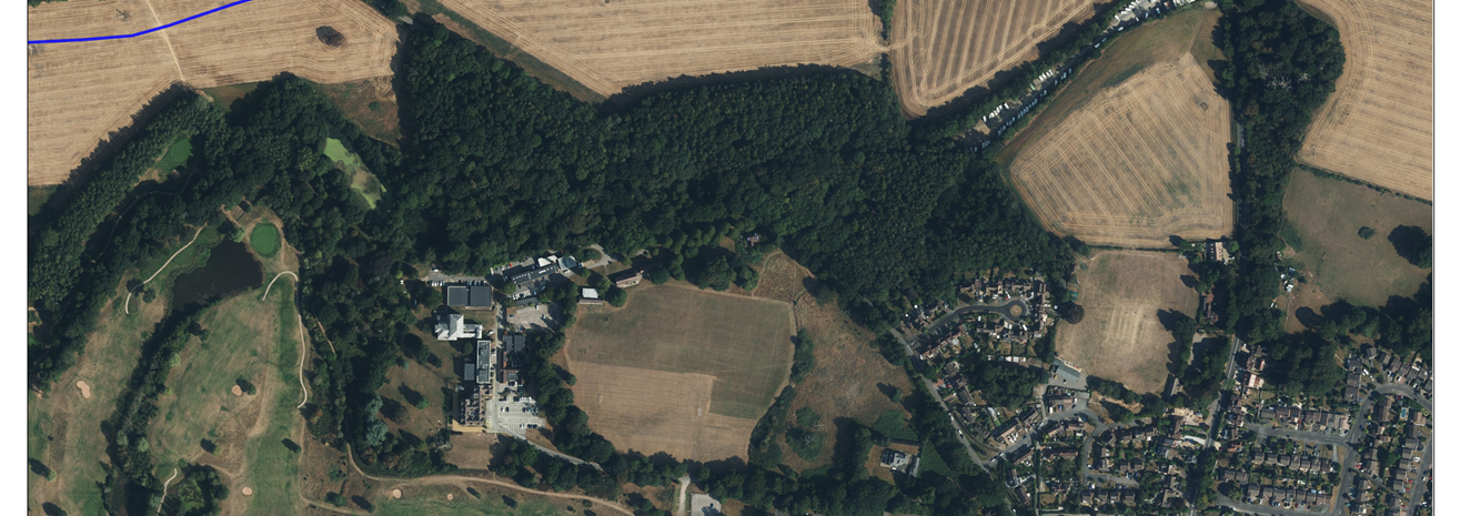 Aerial view of 'The Lunch' woodland and surrounding area